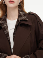 Mock Layered H-Line Women Belted Trench Coat GOELIA