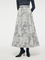 Silver Floral Jacquard Women Mamianqun With Bottomed Skirt GOELIA