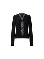 [Preview] Tencel Blend V-Neck Women Cardigan With Silk Scarf GOELIA