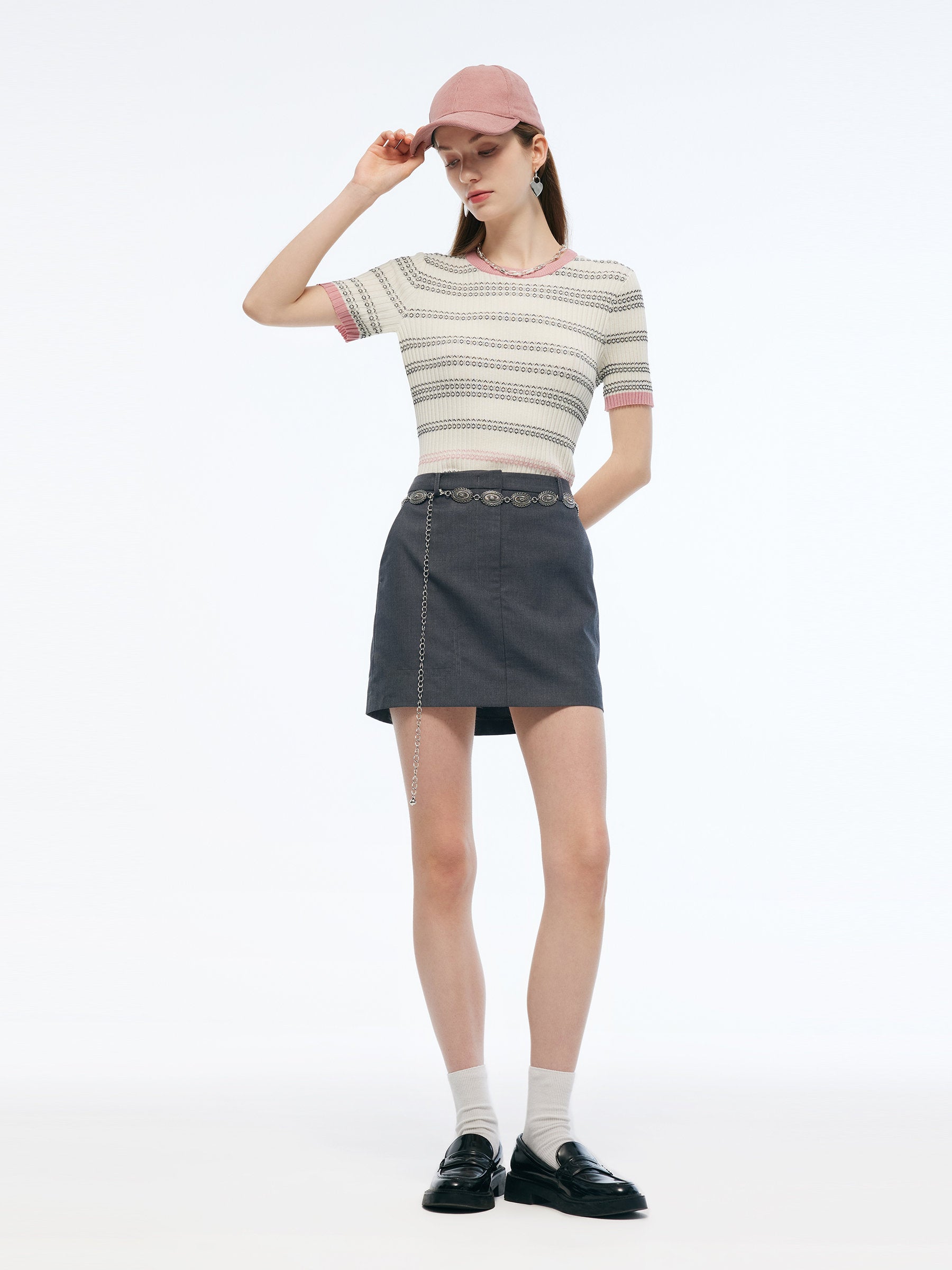 Tencel Blend Color Block Stripe Women Knit Top GOELIA
