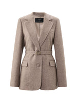 Washable Cashmere Wool Blend Women Belted Blazer GOELIA