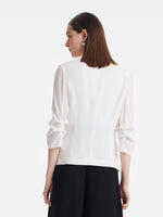 Triacetate Gathered Waist Ruched Sleeves Women Blazer GOELIA