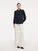 22MM Mulberry Silk Women Shirt With Detachable Ruffle Detail GOELIA