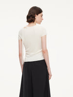 Triacetate Lyocell Blend Women Ribbon Knit Top GOELIA