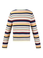 100% Cotton Multicolored Stripe Women Cardigan GOELIA