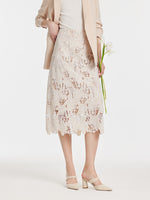 Lace Floral-Shaped Openwork Slit Women Half Skirt GOELIA