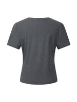 [Preview] Bowknot Print Gathered Waist Women T-Shirt GOELIA