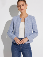 Cotton Wool Blend Women Tweed Cropped Jacket GOELIA