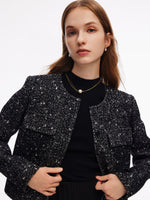 Wool Blend Round Neck Women Jacket GOELIA