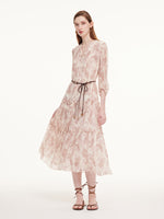 10MM Mulberry Silk Paisley Print Women Maxi Dress With Two Self-Tie Belts GOELIA