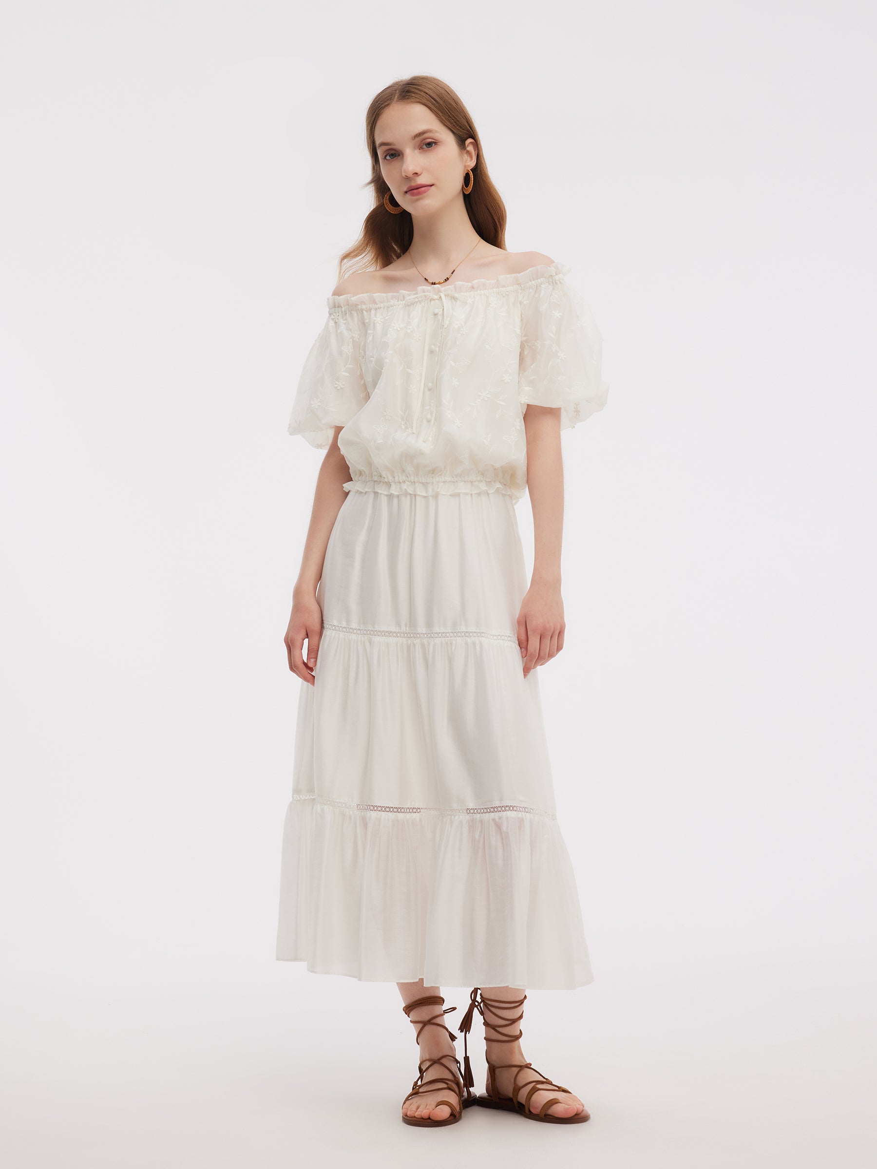 Tencel Blend Embroidered Women Top GOELIA