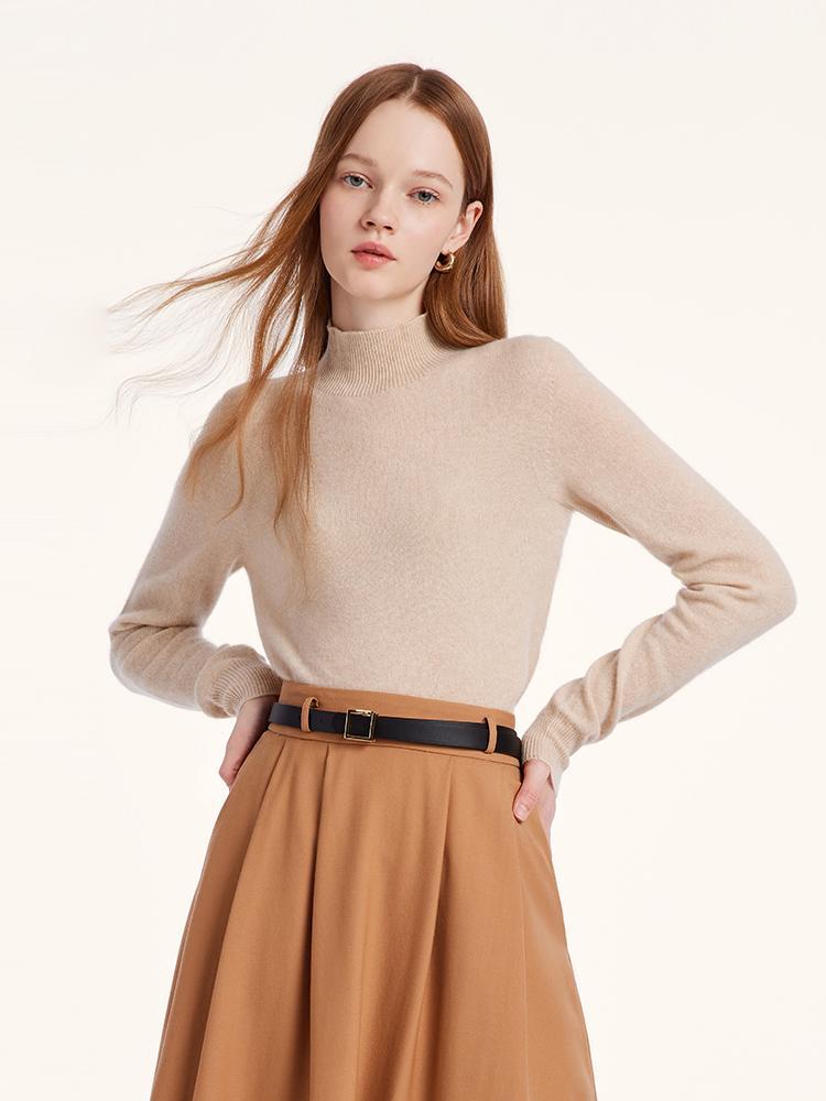 Cashmere Mock Neck Women Sweater GOELIA