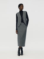 Washable Wool Vest And Skirt And Knit Top Three-Piece Set GOELIA