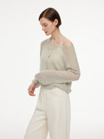 Cashmere Mulberry Silk Blend Boat Neck Women Knit Top GOELIA