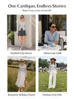 Lace Mock-Layered Women V-Neck Cardigan GOELIA