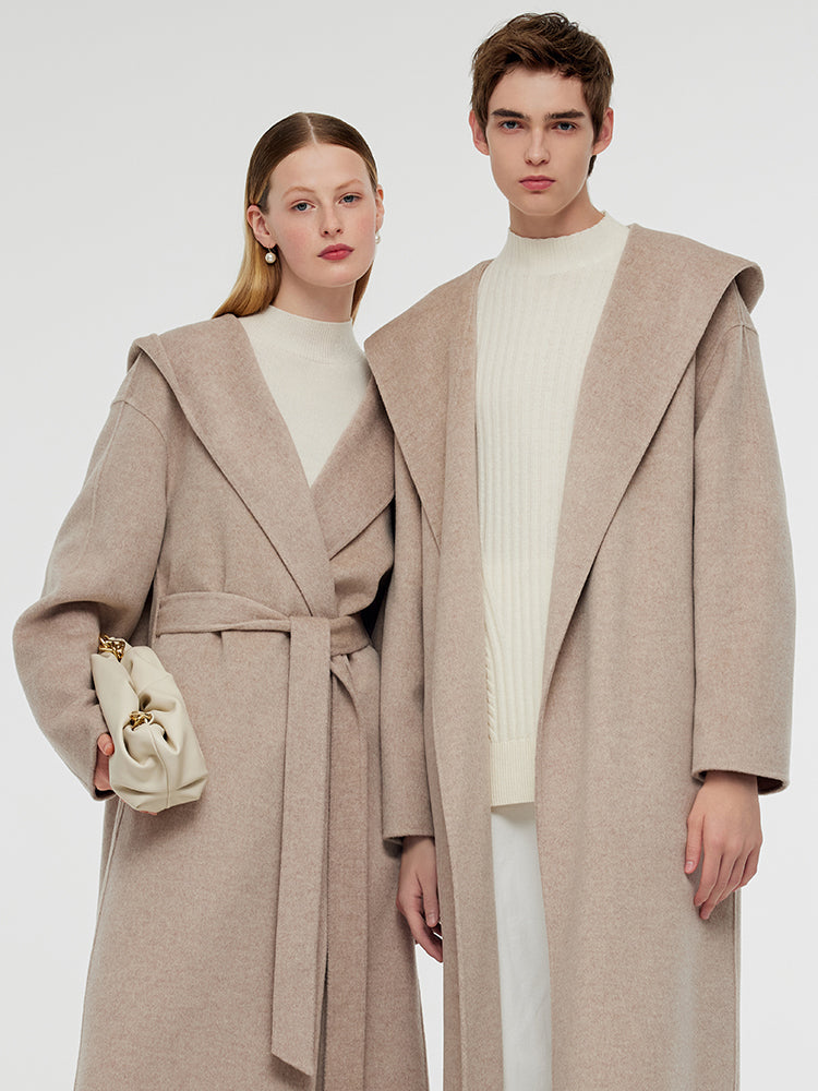 Wool Cashmere Unisex Hooded Wrap Coat GOELIA