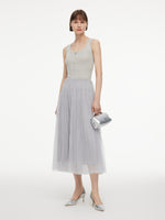 [Preview] Elastic Waist A-Line Pleated Women Mesh Skirt GOELIA