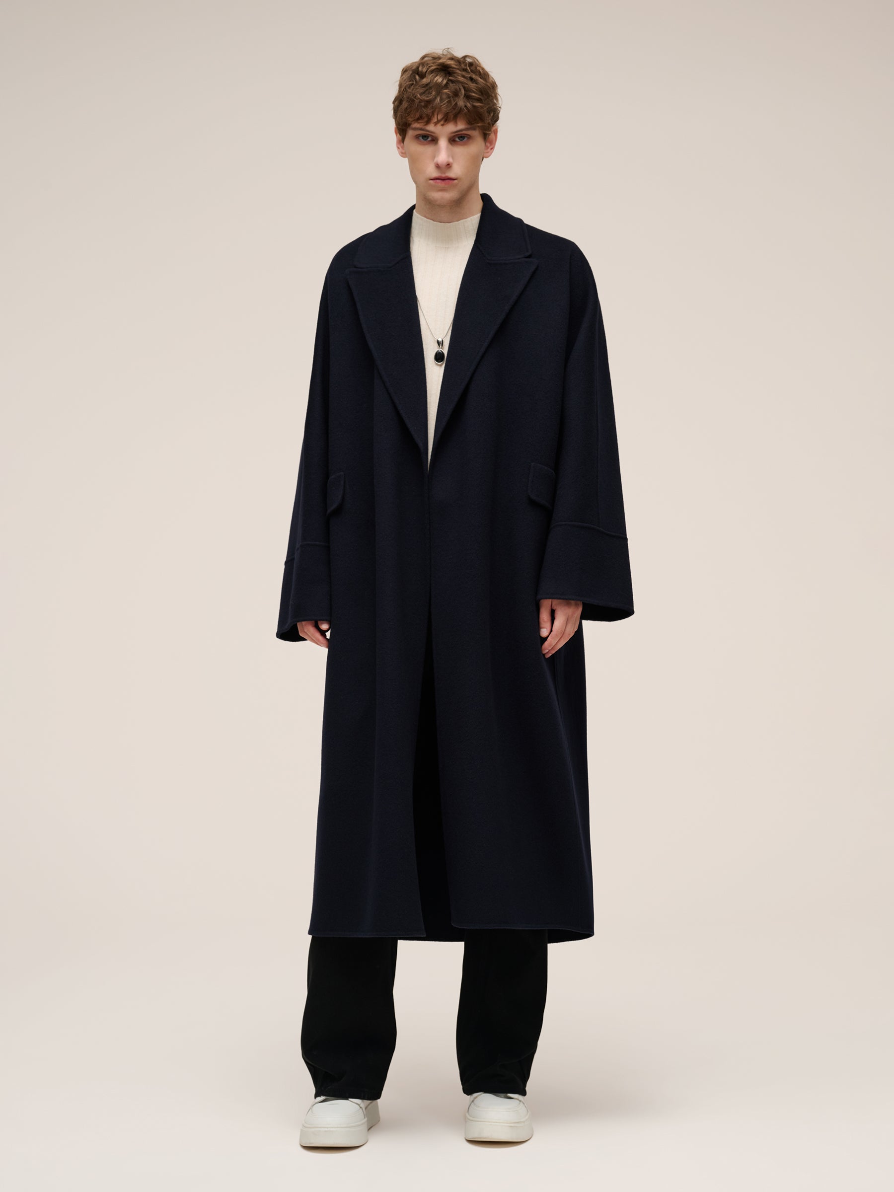 100% Wool Unisex Wrap Overcoat GOELIA