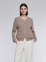 [Preview] 100% Brushed Cashmere Two-Way Zip Women Cardigan GOELIA