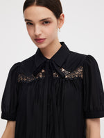 Tencel Blend Women Tiered Mini Dress With Ribbon GOELIA