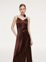 100% Acetate Women Strap Maxi Dress With Floral Choker And Eye Mask GOELIA