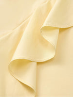 100% Cotton Ruffle Puff Sleeve Women Wrap Midi Dress GOELIA