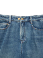 100% Cotton Denim Women Wide Leg Jeans With Belt GOELIA