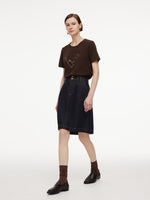 100% Cotton Denim Women Midi Skirt GOELIA