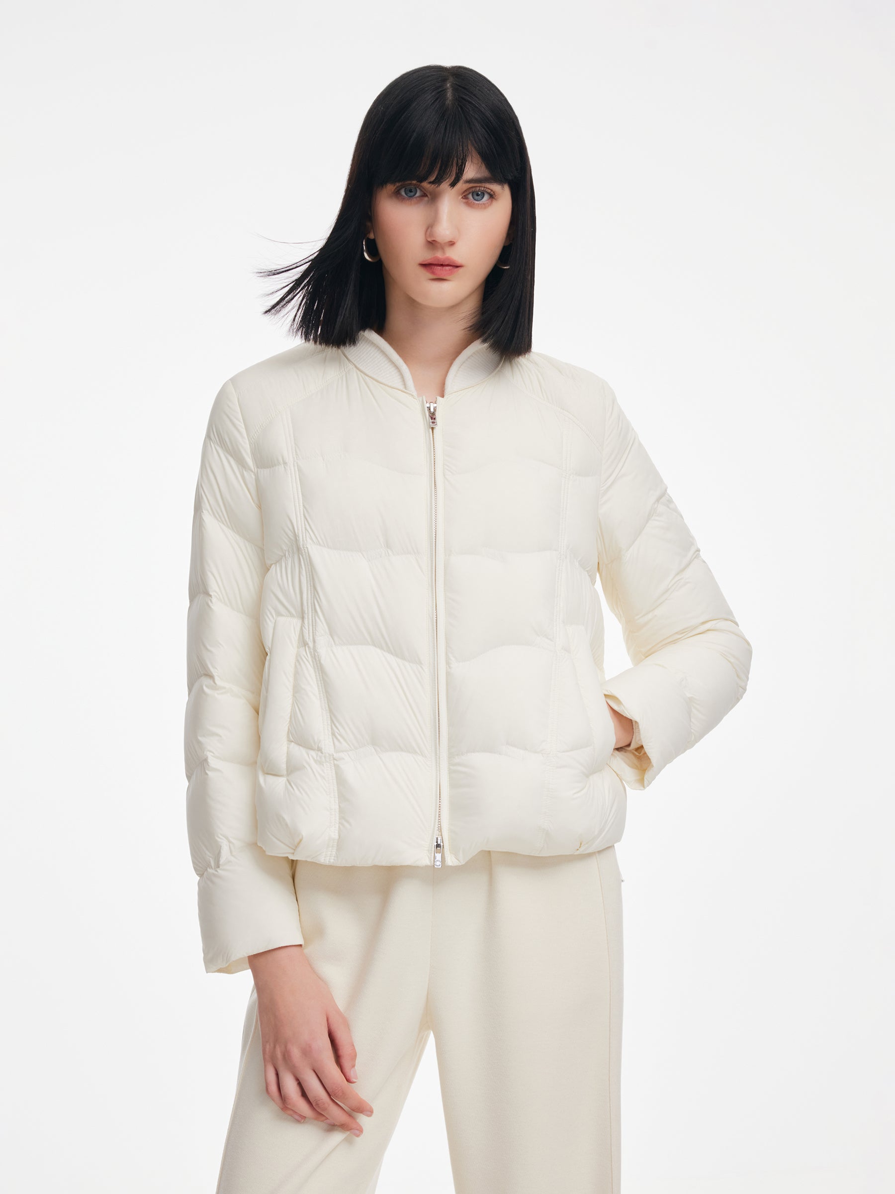 [Preview] Knit Collar Cropped Goose Down Jacket GOELIA