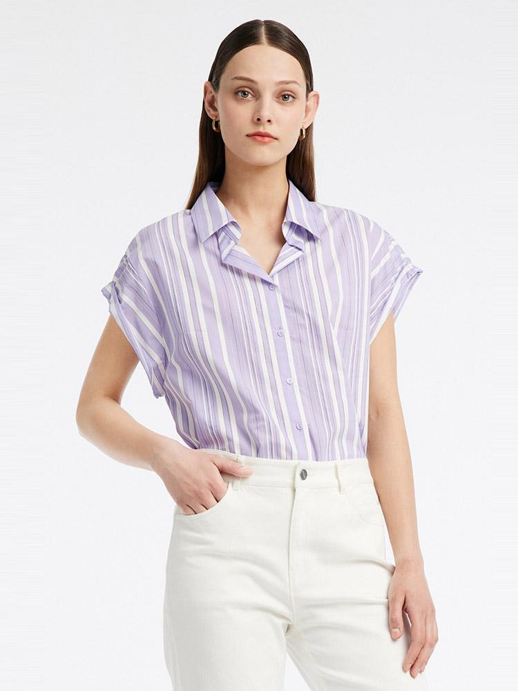 Cotton Purple Stripe Shirt GOELIA