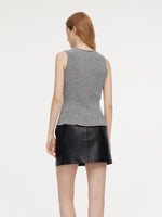 Cotton Blend Black And White Stripe Women Knit Vest GOELIA