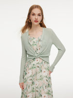 Tencel Wool Blend V-Neck Women Cardigan GOELIA