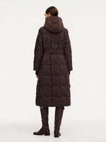 Quilted Hooded Goose Down Wrap Overcoat GOELIA