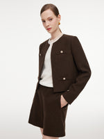 Cashmere Washable Wool Blend Women Cropped Jacket GOELIA