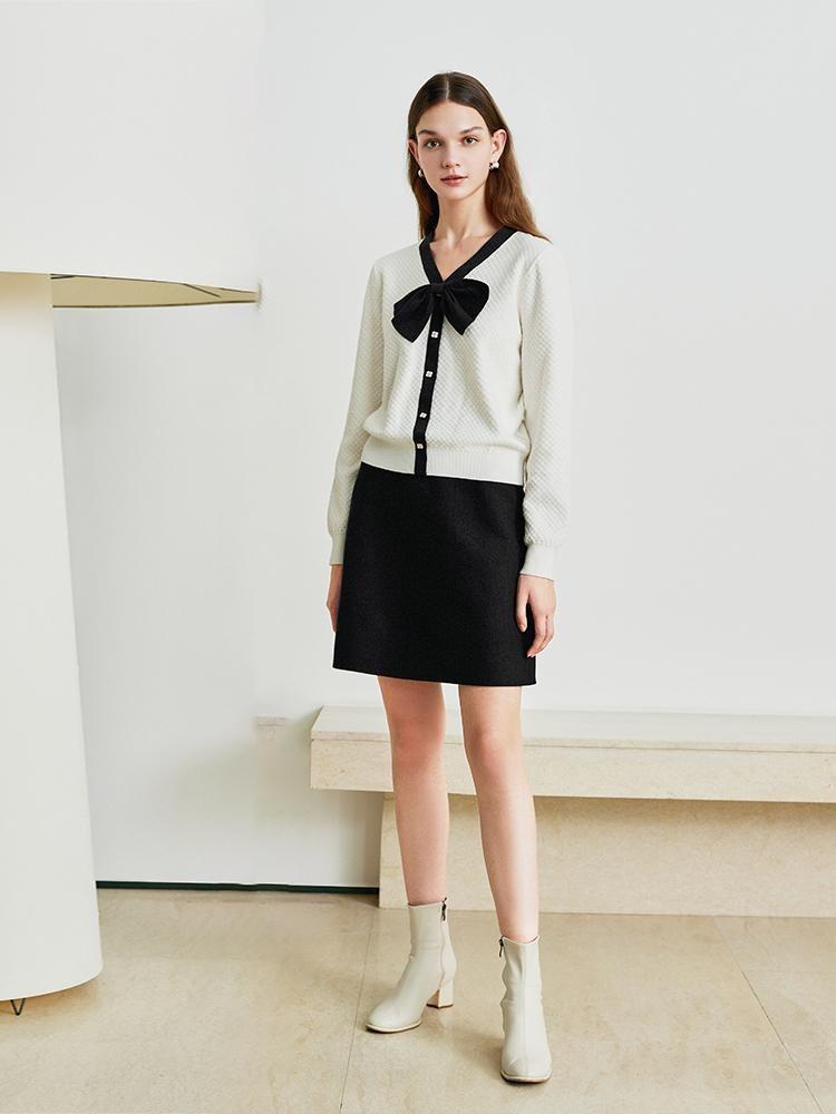 Jumper And Skirt Two-Piece Suit With Bow GOELIA