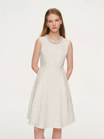 [Preview] Jacquard Beaded Neckline Women Sleeveless Midi Dress GOELIA