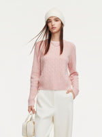 100% Wool Cable Knit Women Sweater GOELIA
