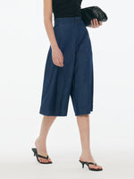 Denim High Waisted Women Wide Leg Cropped Culottes GOELIA