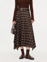 A-Line Plaid Women Skirt With Belt GOELIA