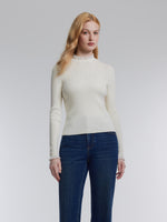 [Preview] Lyocell Wool Blend Beaded Ruffle Neck Women Knit Top GOELIA