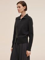 Tencel Wool Blend Zip-Up Women Cardigan GOELIA