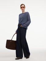 Cashmere Mulberry Silk Blend Boat Neck Women Knit Top GOELIA