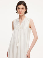 Tencel Blend Embroidered Women Sleeveless Maxi Dress GOELIA
