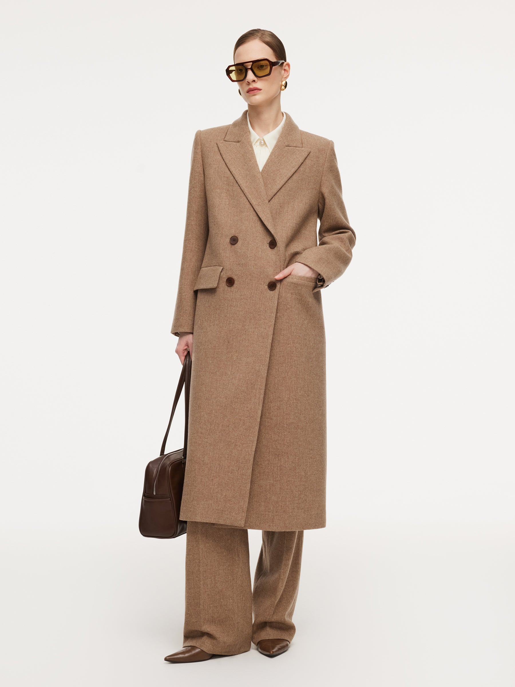 Washable Wool Cashmere Blend Women Overcoat GOELIA