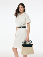 Denim Women Mini Dress With GO Letter Leather Belt GOELIA