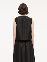 18MM Gambiered Canton Gauze Women Embroidered Hem Vest GOELIA