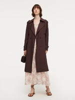 Linen Blend Women Belted Trench Coat GOELIA