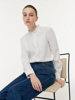 Cotton Ruffle Collar Women Shirt GOELIA