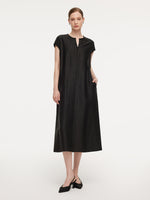 18MM Gambiered Canton Gauze Women Self-Tie Belt Maxi Dress GOELIA