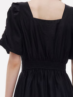 Tencel Blend Square Neck Women Puff Sleeve Maxi Dress GOELIA